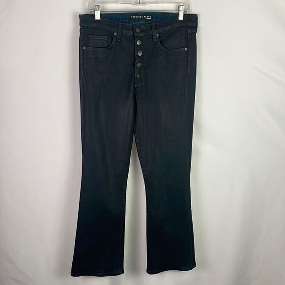 Veronica Beard Coated Denim Green Jeans